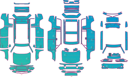 Rivian R1S base (From 2022) SUV Pre-Cut PPF Pattern Templates – pre-cut PPF pattern templates, digital download vector files (CDR, AI, PDF, DXF, SVG)