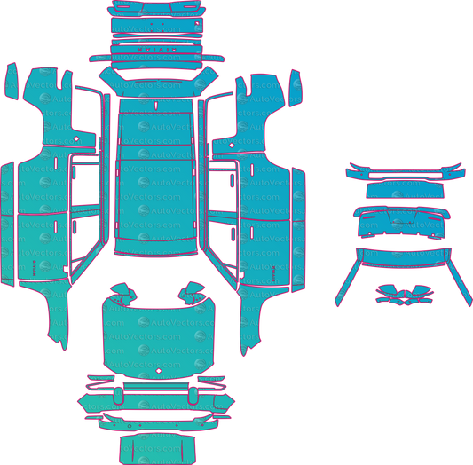 Rivian R1S Base (From 2026) SUV Pre-Cut PPF Pattern Templates – pre-cut PPF pattern templates, digital download vector files (CDR, AI, PDF, DXF, SVG)