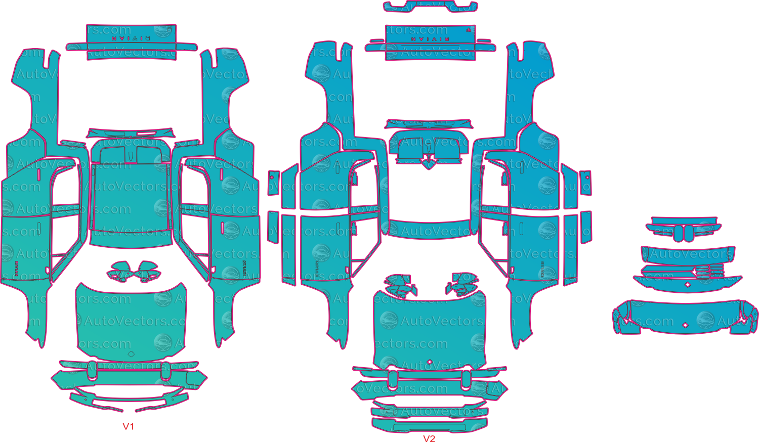 Rivian R1T Base (From 2022) Pickup Pre-Cut PPF Pattern Templates – pre-cut PPF pattern templates, digital download vector files (CDR, AI, PDF, DXF, SVG)