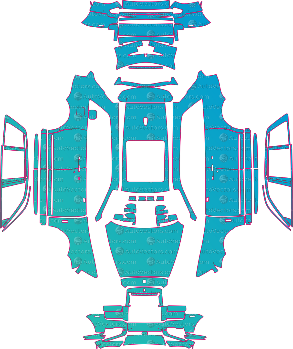 Rolls-Royce Cullinan Black Badge (From 2021) SUV pre-cut PPF pattern layout
