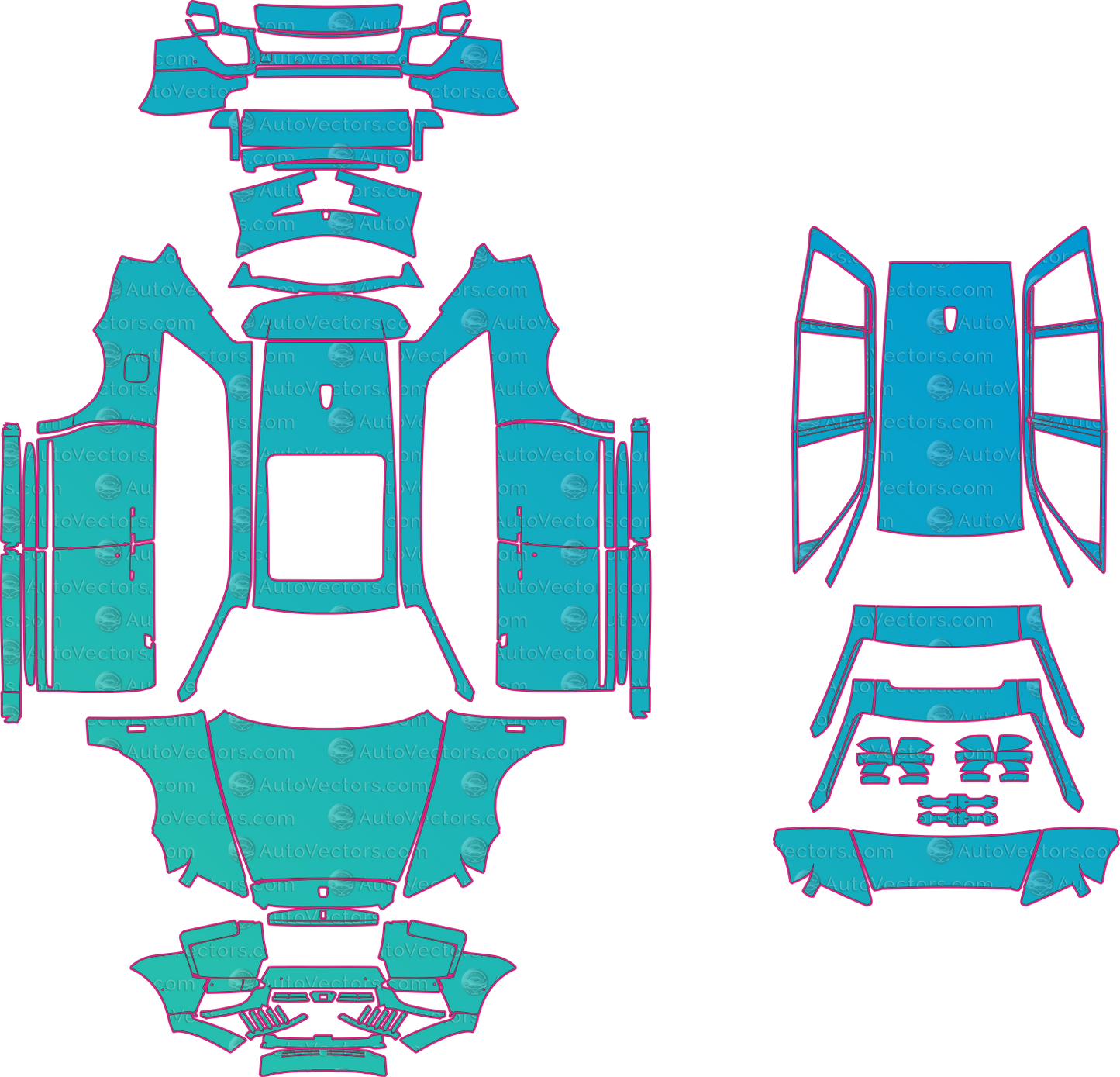 Rolls-Royce Cullinan RR31 Black Badge LCI (From 2025) SUV Pre-Cut PPF Pattern Templates – pre-cut PPF pattern templates, digital download vector files (CDR, AI, PDF, DXF, SVG)