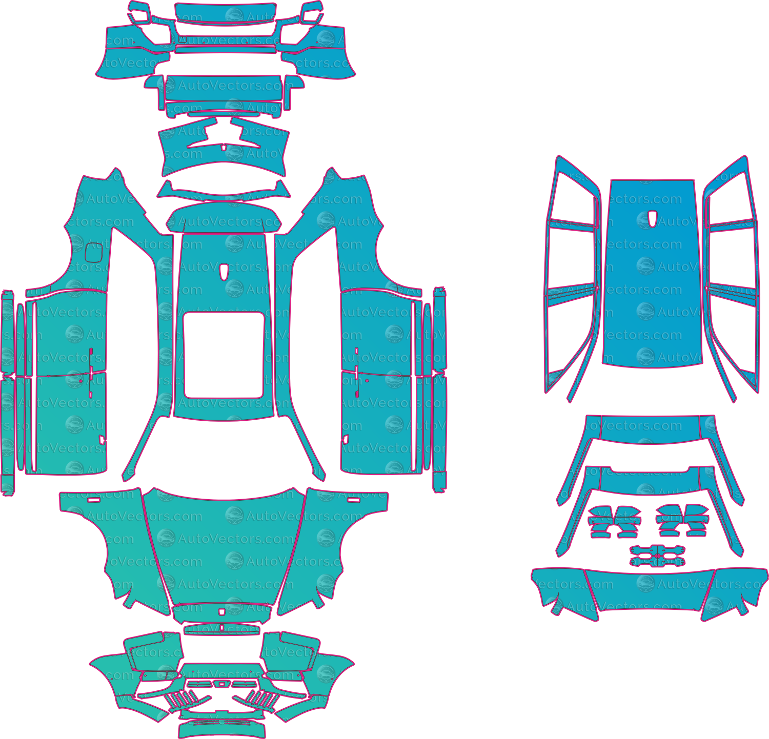 Rolls-Royce Cullinan RR31 Black Badge LCI (From 2025) SUV Pre-Cut PPF Pattern Templates – pre-cut PPF pattern templates, digital download vector files (CDR, AI, PDF, DXF, SVG)