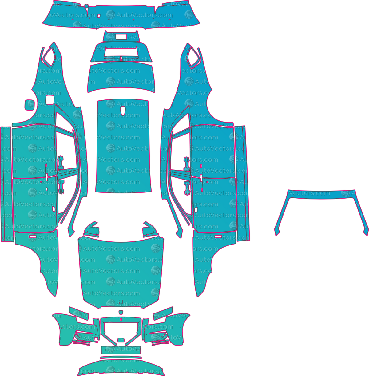 Rolls-Royce Ghost Extended Wheelbase (From 2021) Sedan pre-cut PPF pattern layout