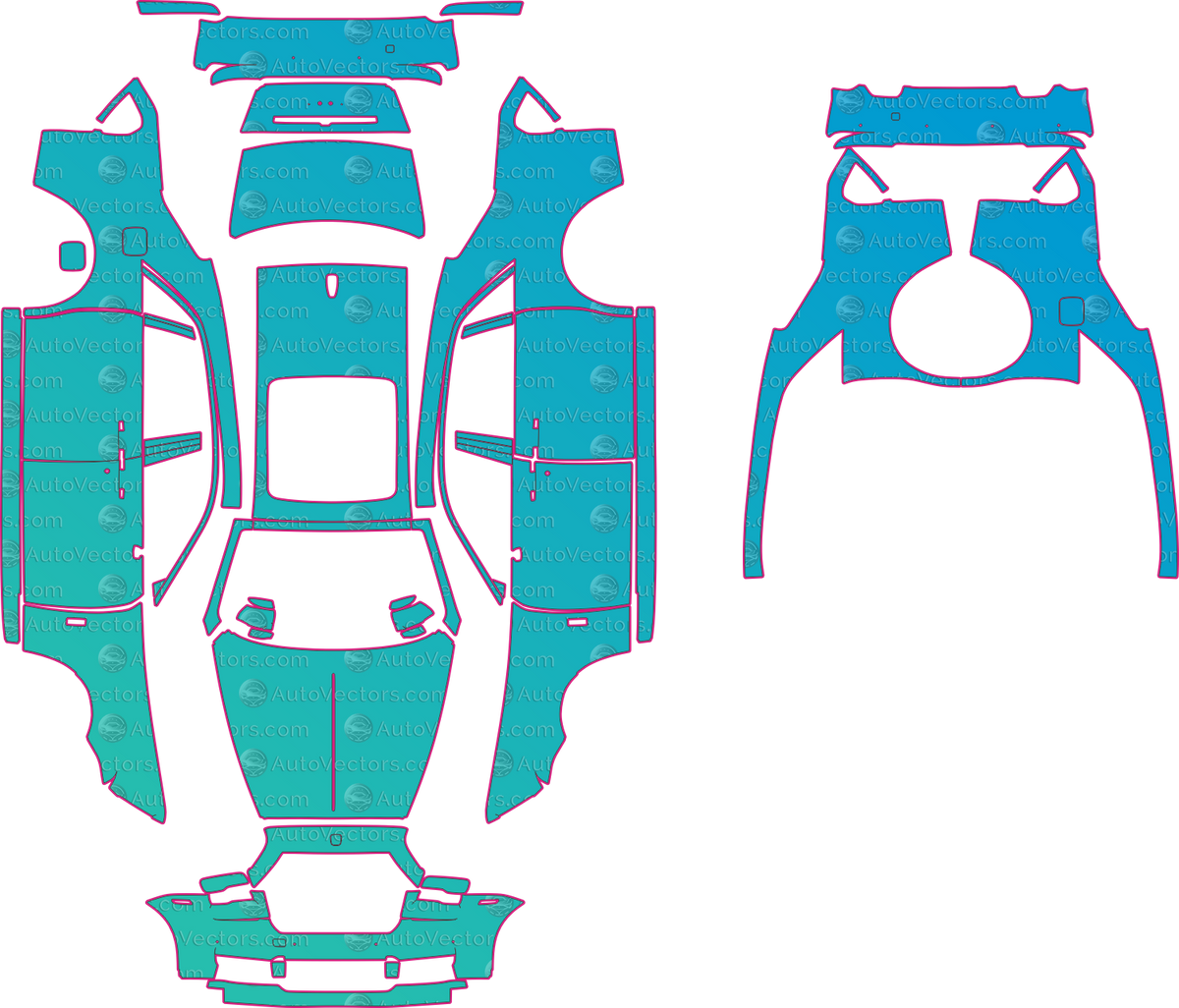 Rolls-Royce Ghost Extended Wheelbase (From 2018) Sedan pre-cut PPF pattern layout