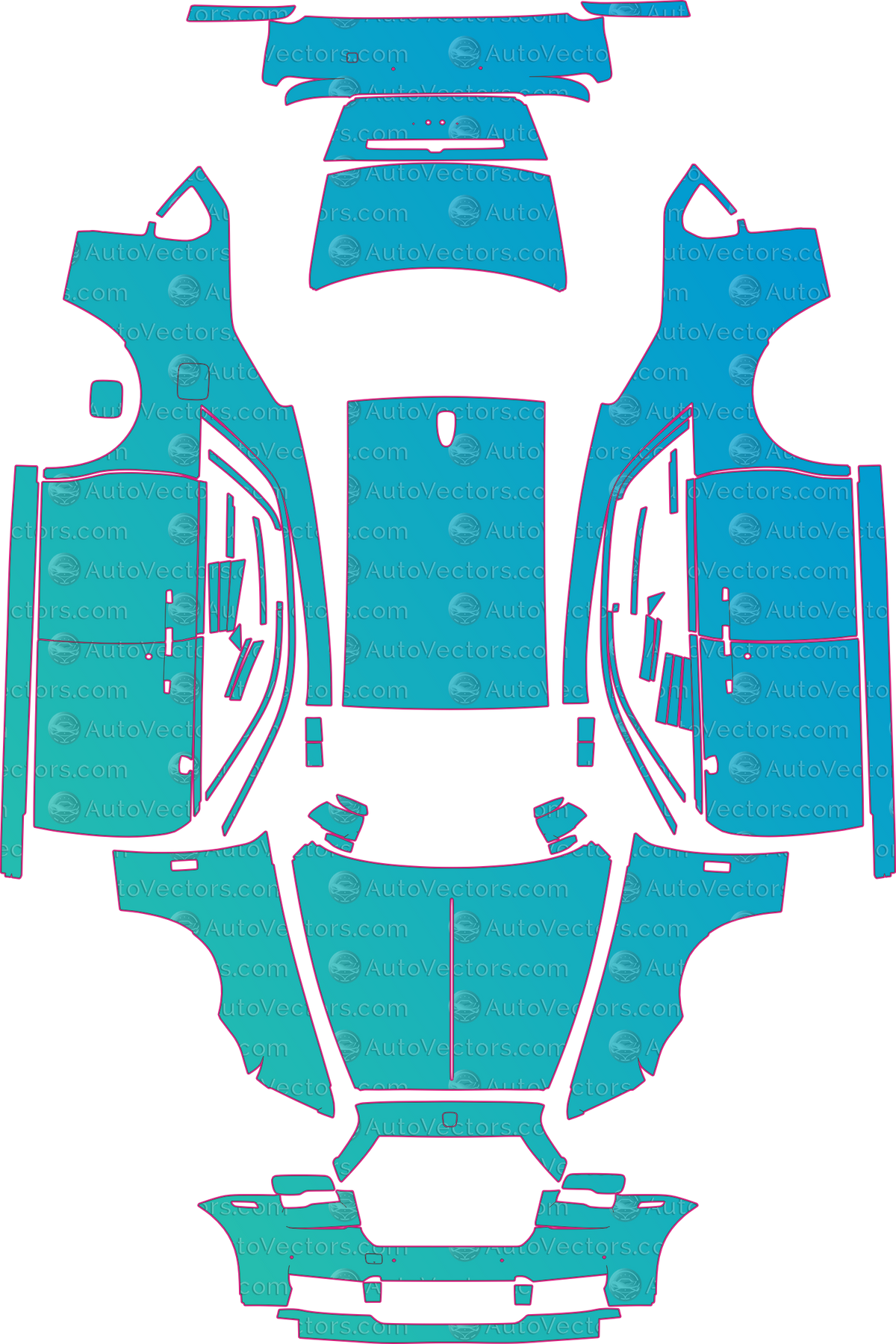 Rolls-Royce Ghost Standard Wheelbase (From 2018) Sedan pre-cut PPF pattern layout