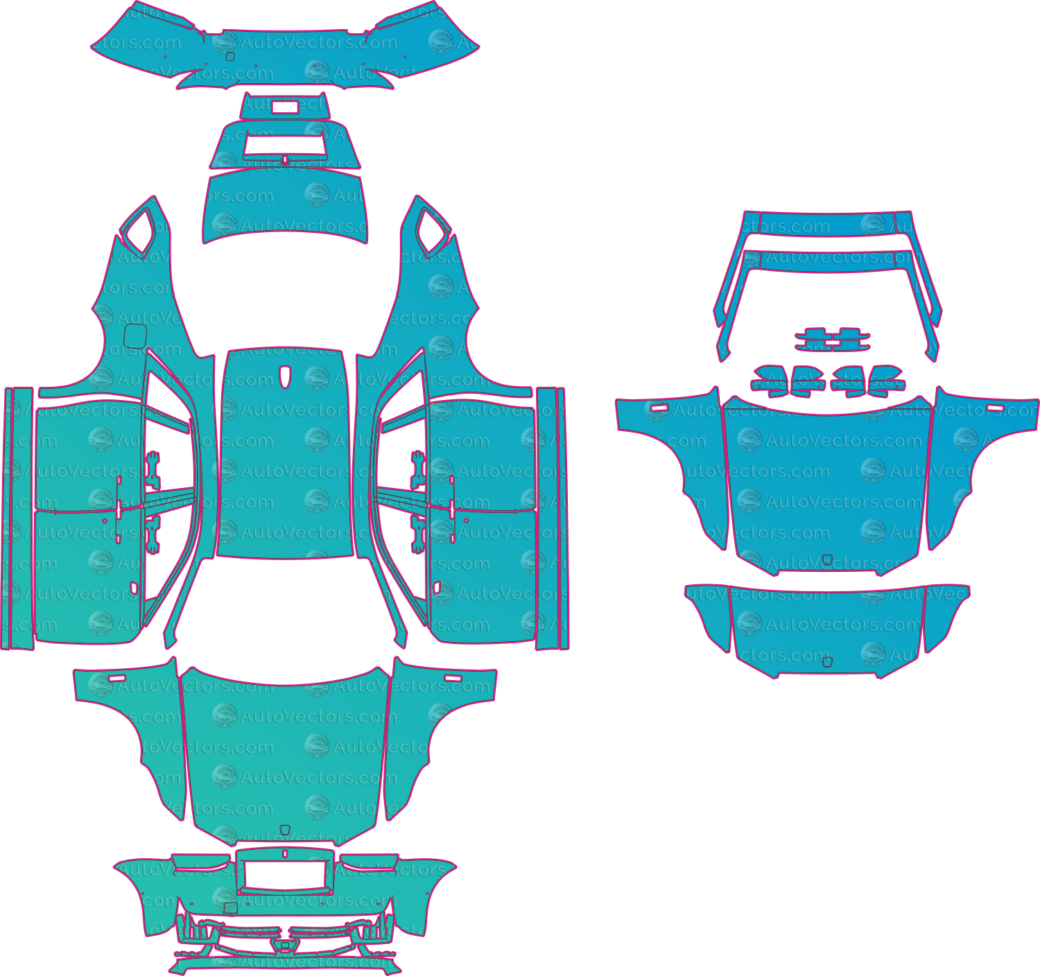 Rolls-Royce Ghost RR21 Standard Wheelbase (From 2025) Sedan Pre-Cut PPF Pattern Templates – pre-cut PPF pattern templates, digital download vector files (CDR, AI, PDF, DXF, SVG)
