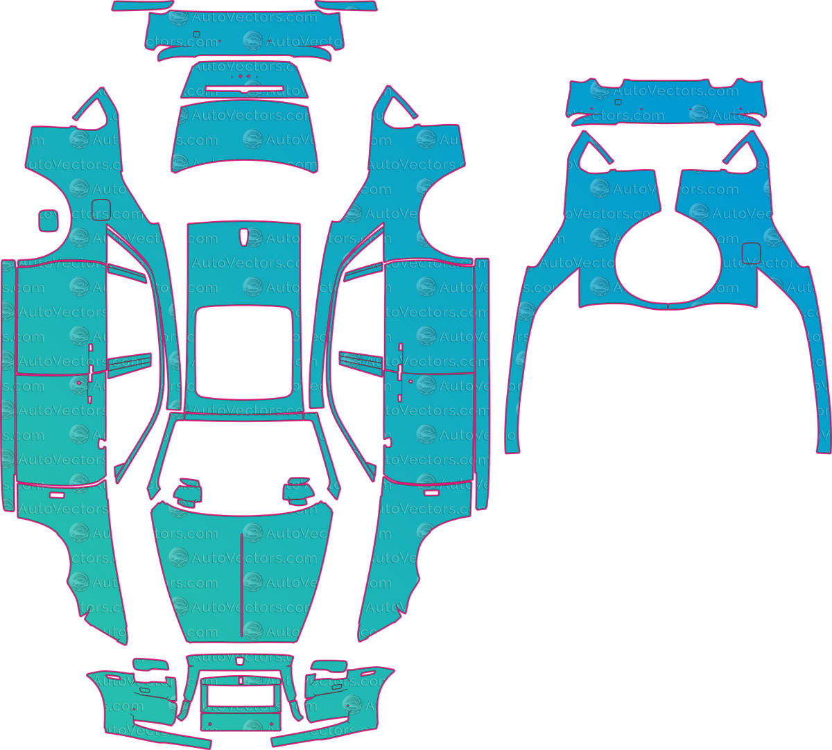 Rolls-Royce Ghost Extended Wheelbase (From 2015) Sedan pre-cut PPF pattern layout