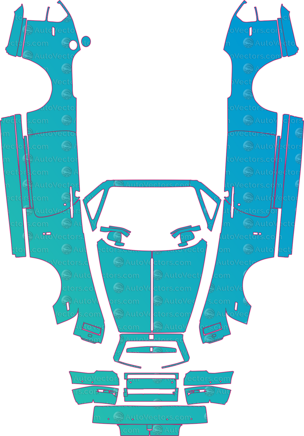 Rolls-Royce Phantom Drophead (From 2014) Coupe pre-cut PPF pattern layout
