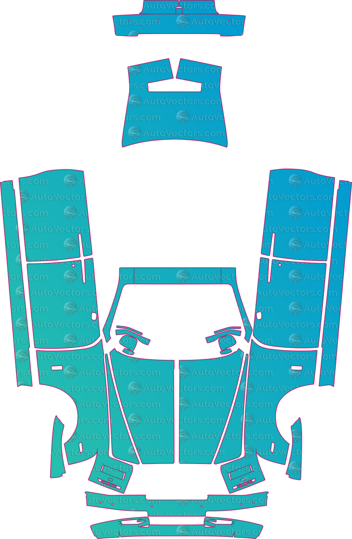 Rolls-Royce Phantom Extended Wheelbase (From 2014) Sedan pre-cut PPF pattern layout