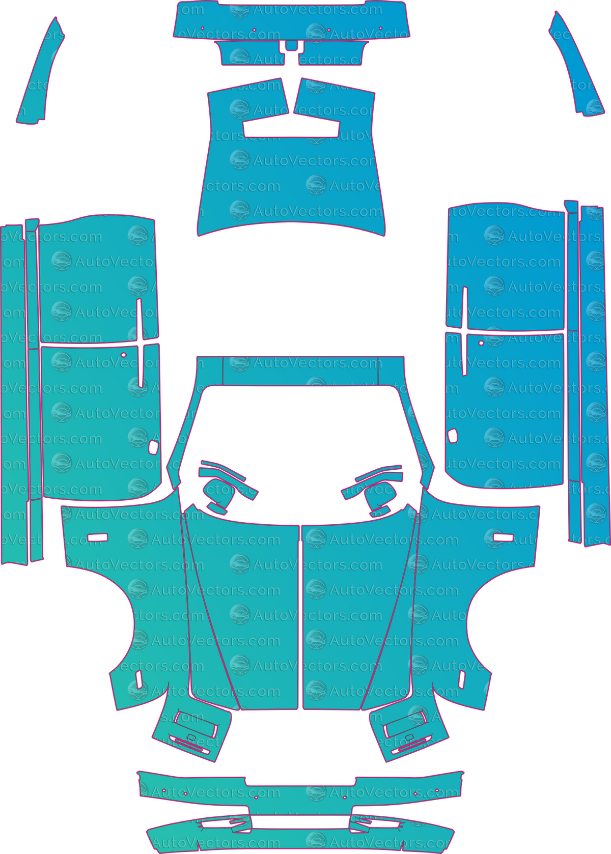 Rolls-Royce Phantom Standard Wheelbase (From 2014) Sedan pre-cut PPF pattern layout