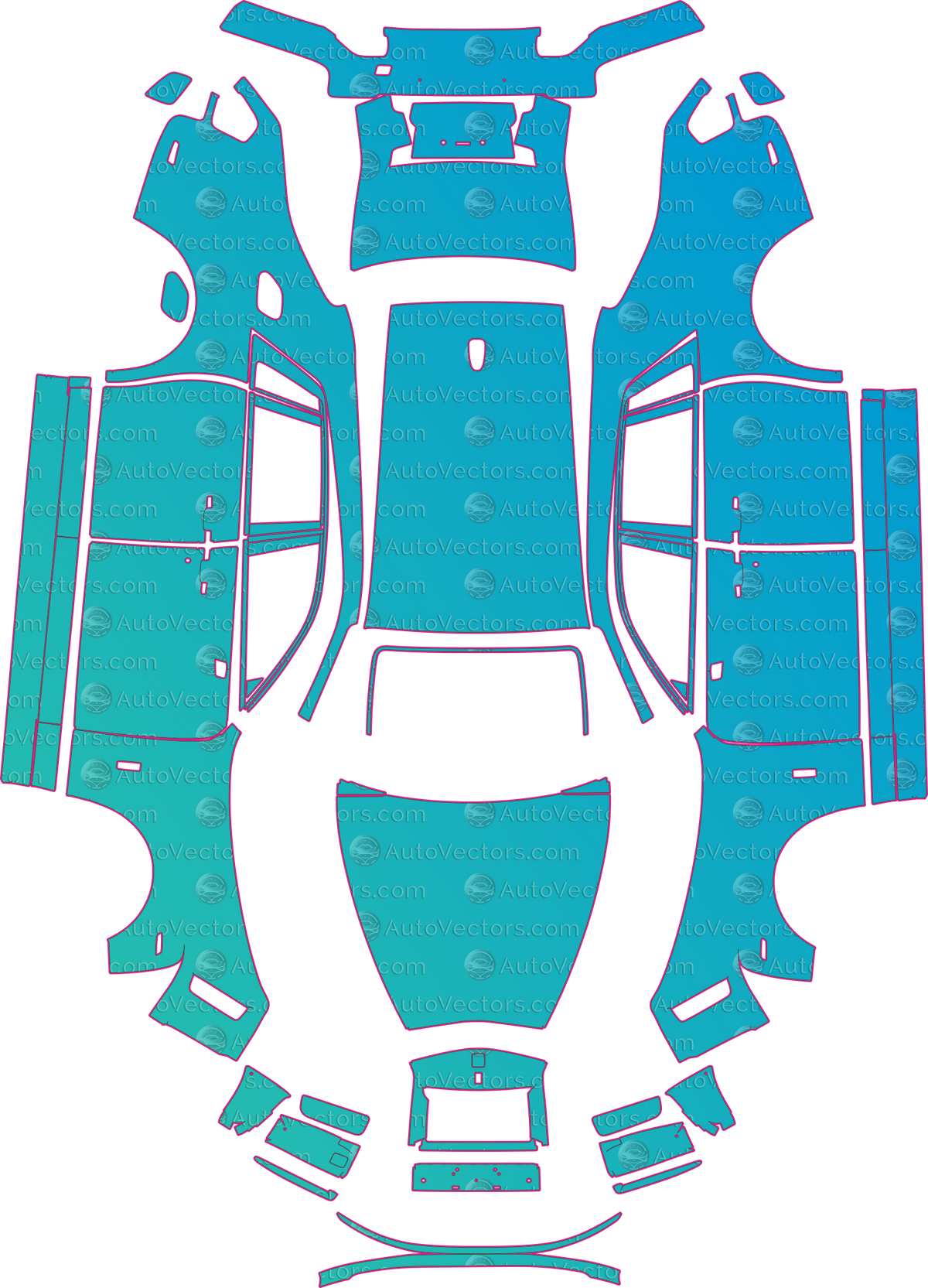 Rolls-Royce Phantom Standard Wheelbase (From 2018) Sedan pre-cut PPF pattern layout