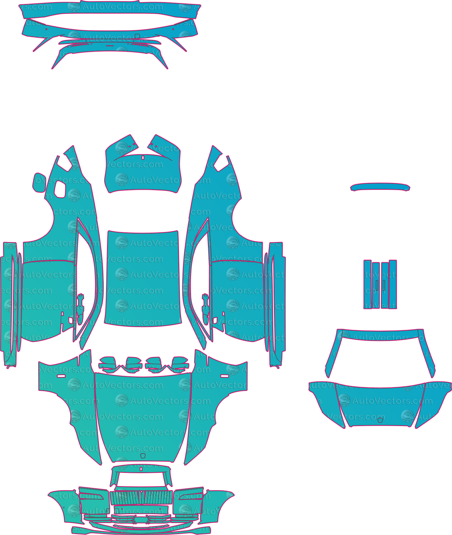 Rolls-Royce Spectre (2023-2025) Coupe Pre-Cut PPF Pattern Templates – pre-cut PPF pattern templates, digital download vector files (CDR, AI, PDF, DXF, SVG)