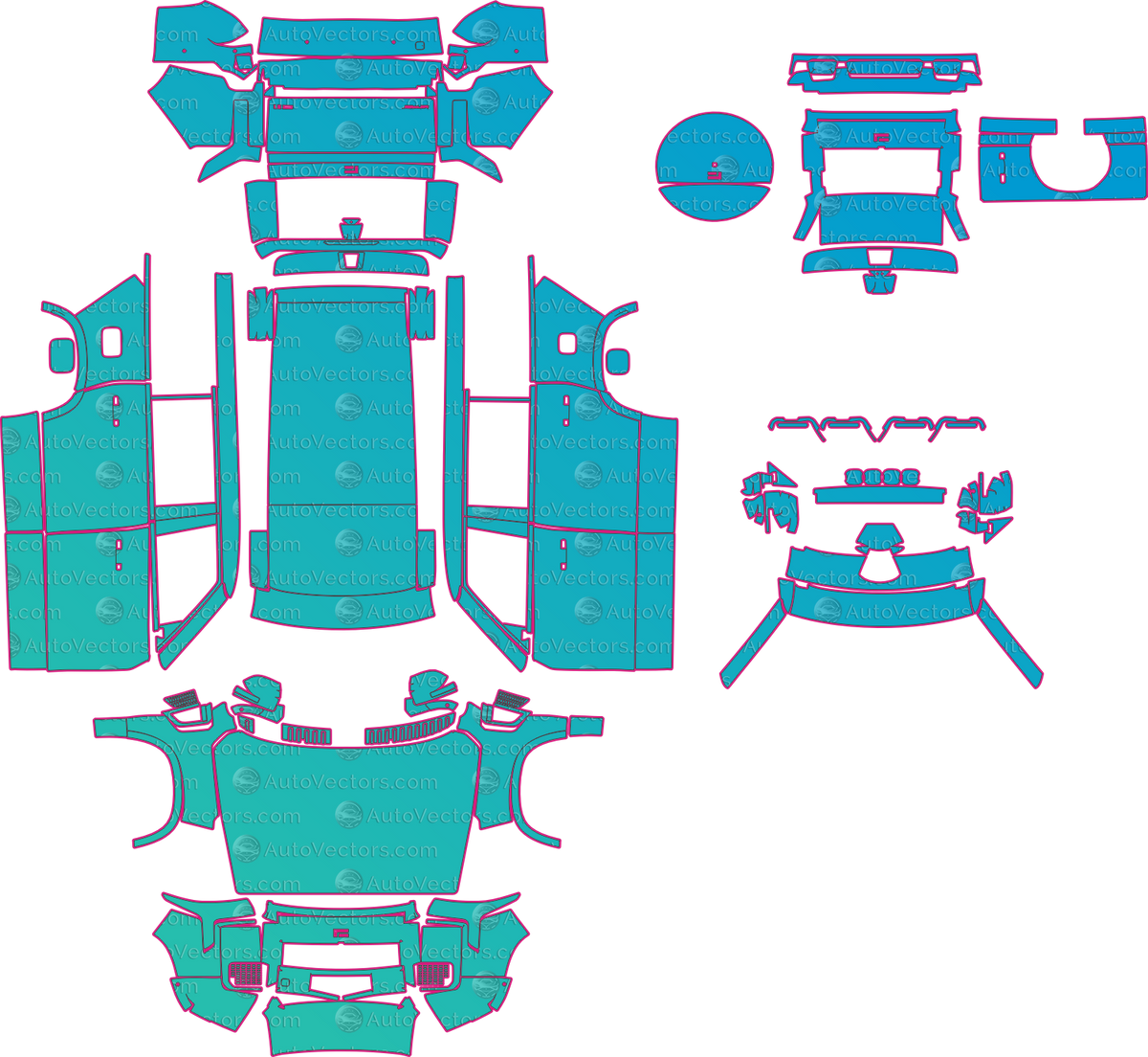 Rox 01 Base (From 2024) pre-cut PPF pattern layout