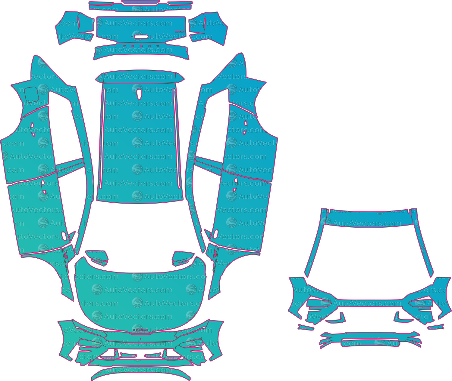 Škoda Elroq VRS (From 2025) SUV – pre-cut PPF pattern templates, instant digital download vector cut files (CDR, AI, PDF, SVG)