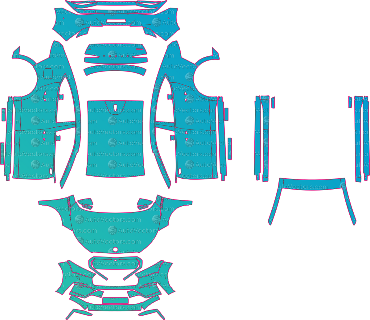 Skoda Enyaq iV 80 (From 2022) Coupe – pre-cut PPF pattern templates, instant digital download vector cut files (CDR, AI, PDF, SVG)