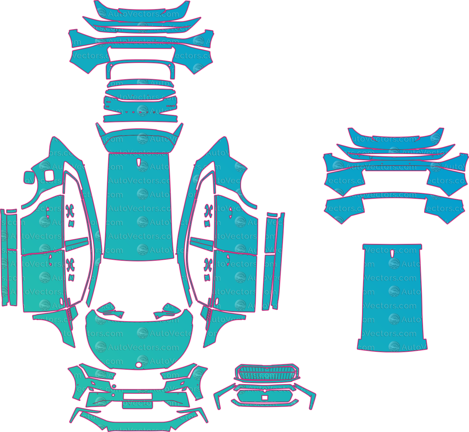 Škoda Enyaq iV Base (From 2019) SUV – pre-cut PPF pattern templates, instant digital download vector cut files (CDR, AI, PDF, SVG)