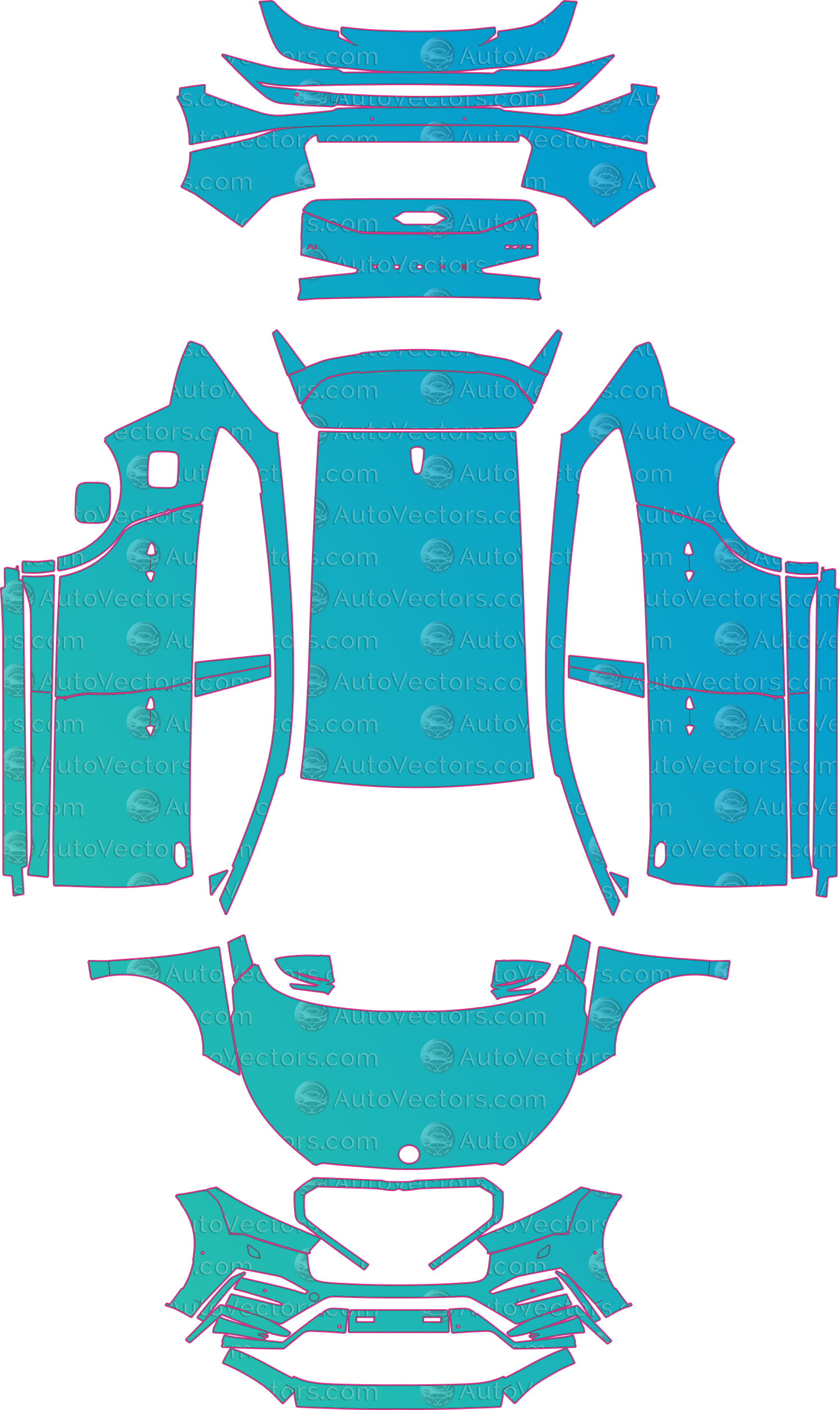 Skoda Enyaq iV RS (From 2022) SUV – pre-cut PPF pattern templates, instant digital download vector cut files (CDR, AI, PDF, SVG)