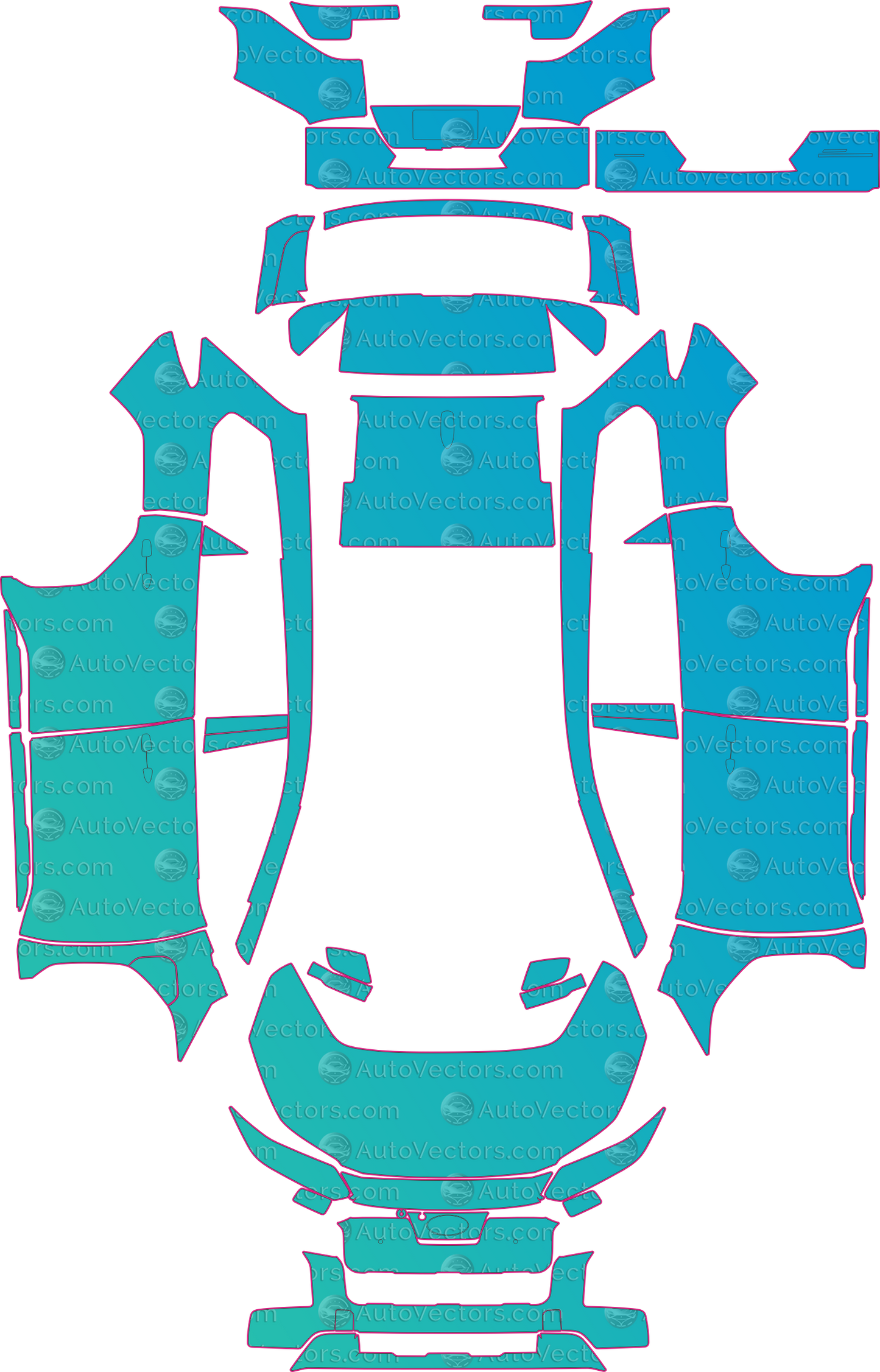 Subaru Trailseeker (From 2026) SUV Pre-Cut PPF Pattern Templates – pre-cut PPF pattern templates, digital download vector files (CDR, AI, PDF, DXF, SVG)