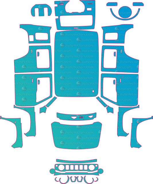 Suzuki JIMNY 4Doors (From 2019) SUV – pre-cut PPF pattern templates, instant digital download vector cut files (CDR, AI, PDF, SVG)