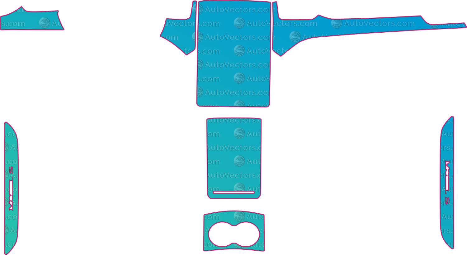 Tesla Model S base (2013-2017) Sedan Interior Pre-Cut PPF Pattern Templates – interior pre-cut PPF pattern templates, digital download vector files (CDR, AI, PDF, DXF, SVG)