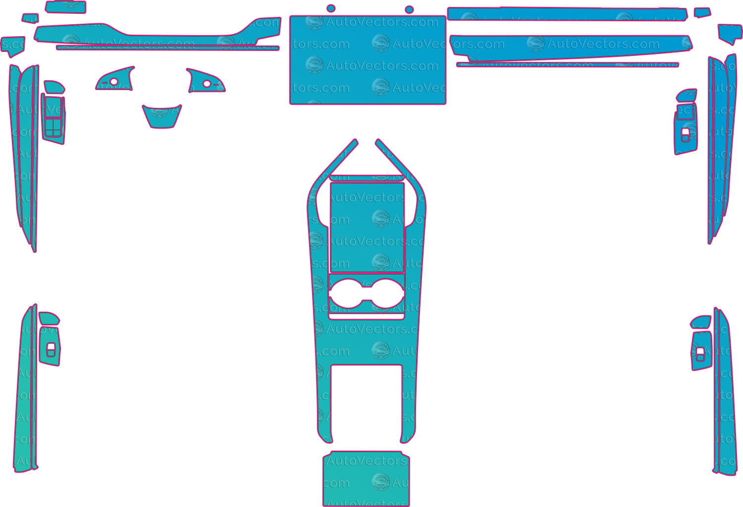 Tesla Model S Base (From 2023) Sedan Interior Pre-Cut PPF Pattern Templates – interior pre-cut PPF pattern templates, digital download vector files (CDR, AI, PDF, DXF, SVG)