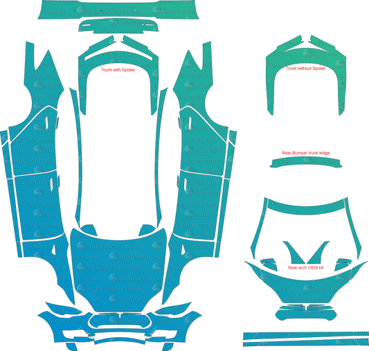 Tesla Model S Base, Performance, Signature, Signature Performance (From - 2012) Sedan pre-cut PPF vector template download