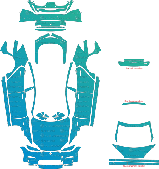 Tesla Model S (From - 2021) Sedan pre-cut PPF vector template download