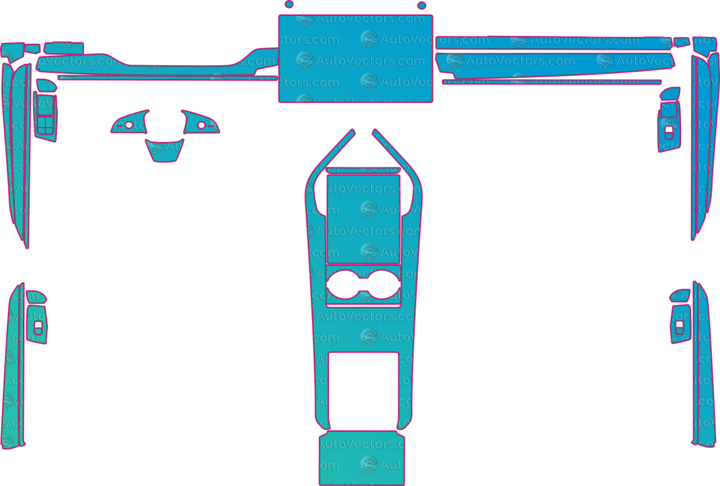 Tesla Model S Plaid (From 2026) Sedan Interior Pre-Cut PPF Pattern Templates – interior pre-cut PPF pattern templates, digital download vector files (CDR, AI, PDF, DXF, SVG)