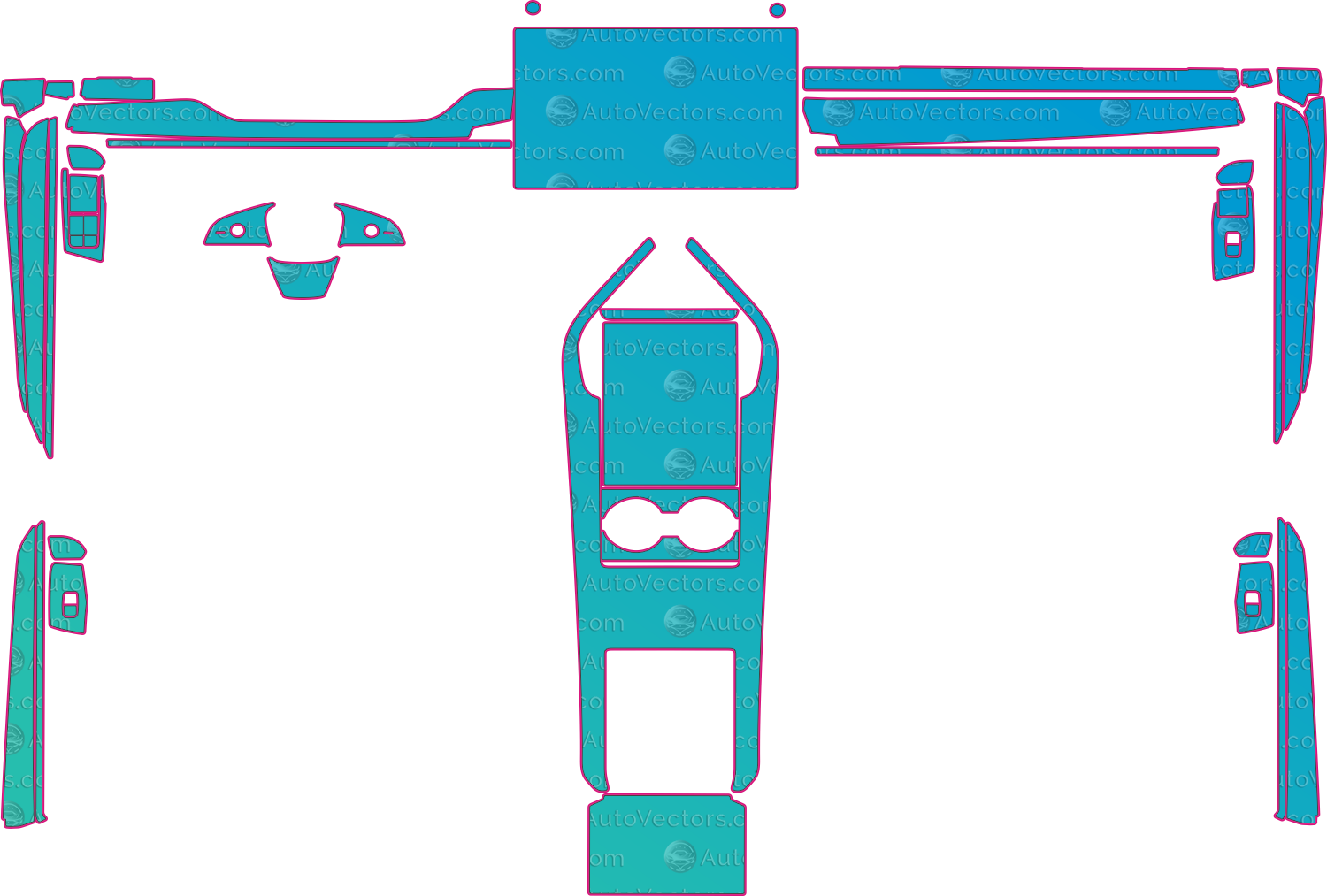 Tesla Model S Plaid (From 2026) Sedan Interior Pre-Cut PPF Pattern Templates – interior pre-cut PPF pattern templates, digital download vector files (CDR, AI, PDF, DXF, SVG)