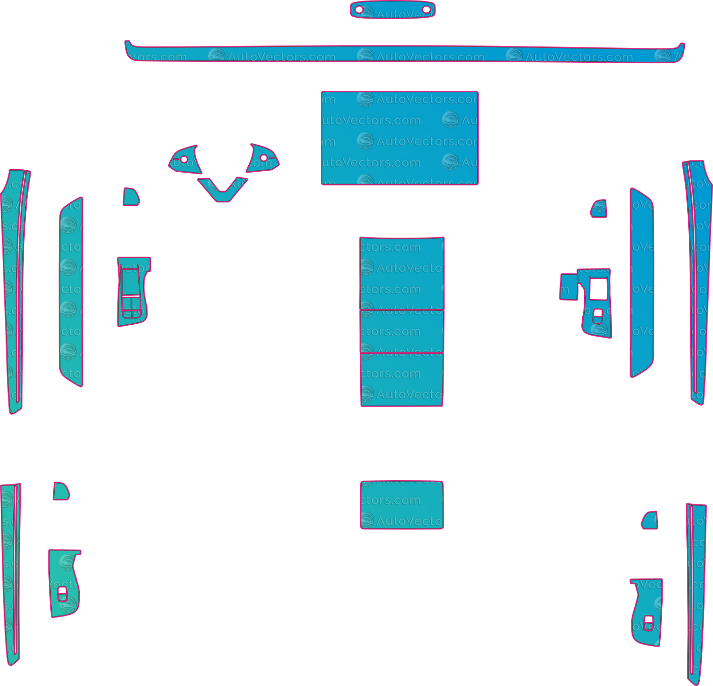 Tesla Model Y L Base (From 2025) SUV Interior Pre-Cut PPF Pattern Templates – interior pre-cut PPF pattern templates, digital download vector files (CDR, AI, PDF, DXF, SVG)
