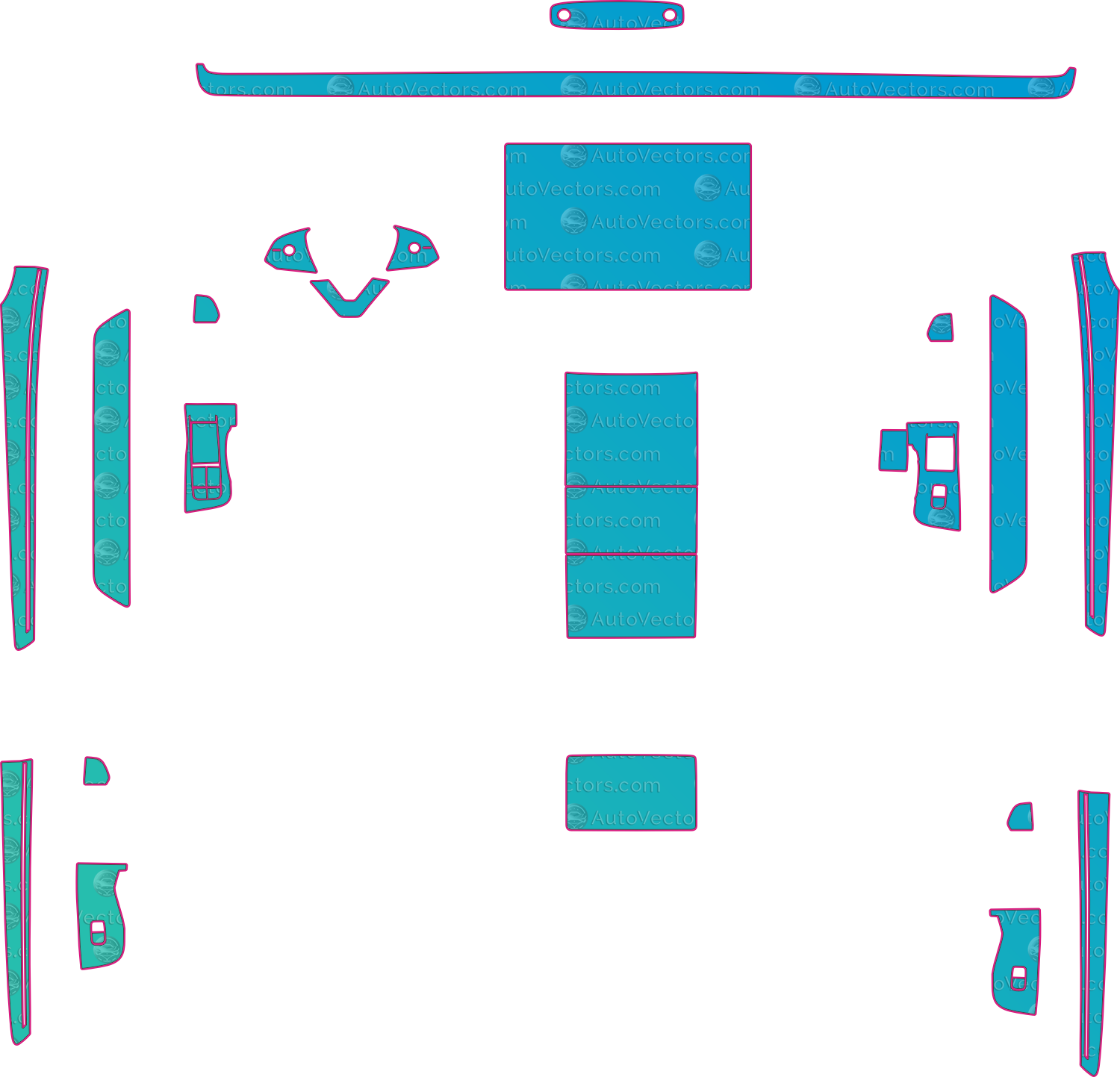 Tesla Model Y L Base (From 2025) SUV Interior Pre-Cut PPF Pattern Templates – interior pre-cut PPF pattern templates, digital download vector files (CDR, AI, PDF, DXF, SVG)