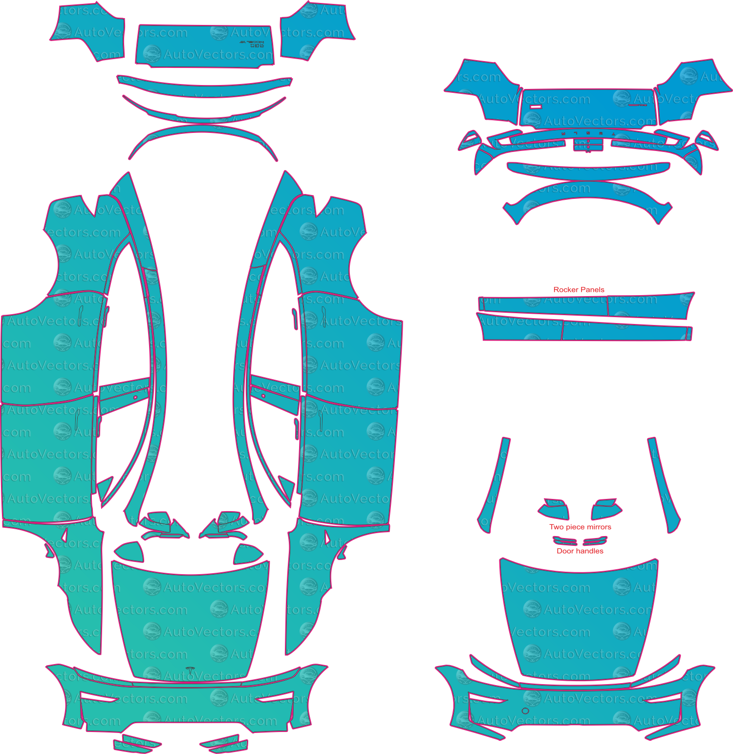Tesla Model Y L (From 2025) SUV Pre-Cut PPF Pattern Templates – pre-cut PPF pattern templates, digital download vector files (CDR, AI, PDF, DXF, SVG)
