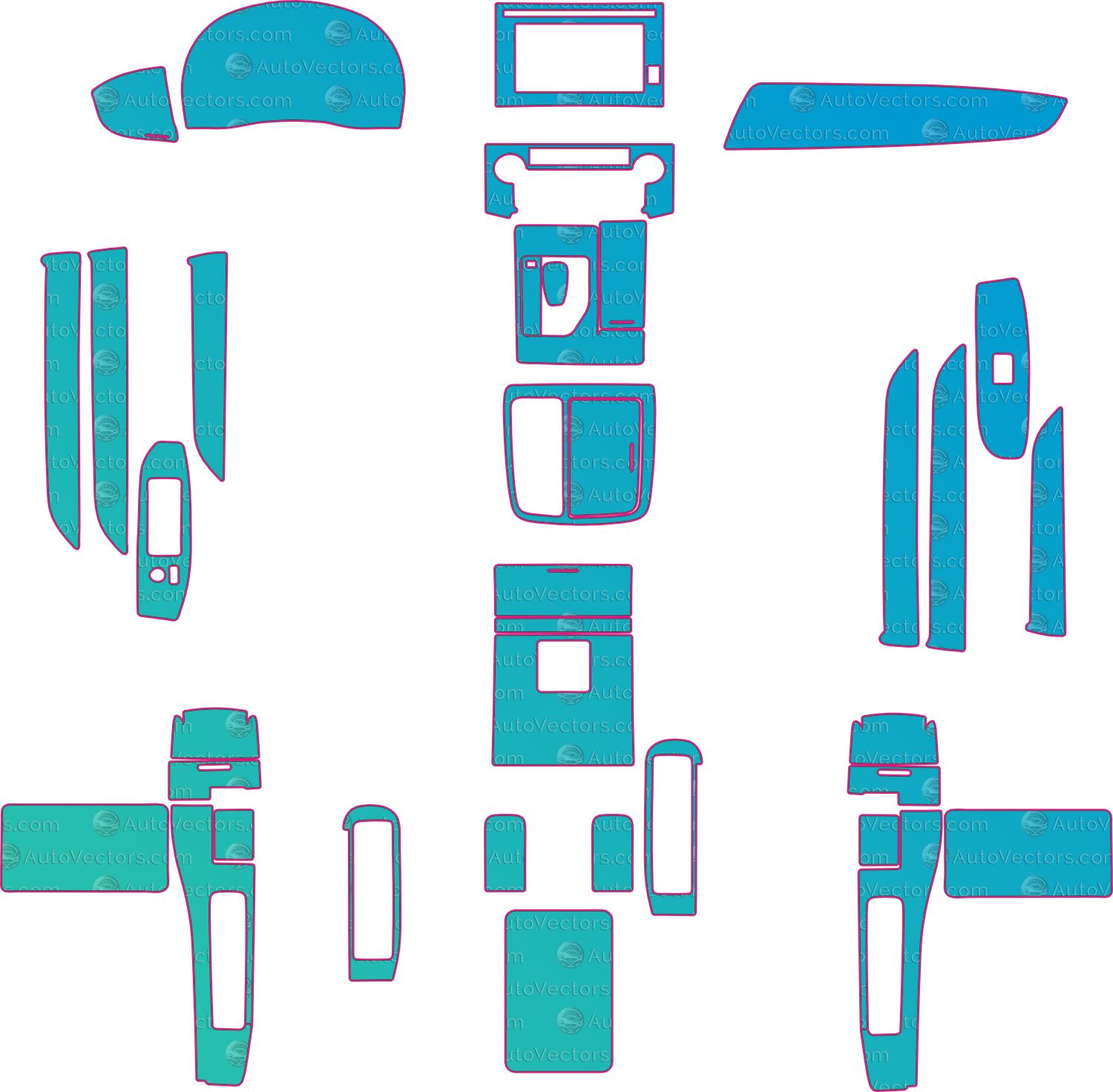 Toyota Alphard Base (From 2017) Van Interior – interior pre-cut PPF pattern templates, instant digital download vector cut files (CDR, AI, PDF, SVG)