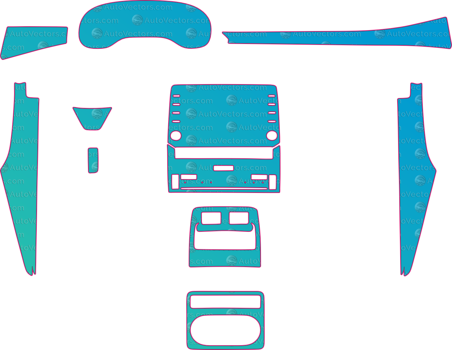 Toyota Avalon Ver2 (From 2019) Sedan Interior – interior pre-cut PPF pattern templates, instant digital download vector cut files (CDR, AI, PDF, SVG)