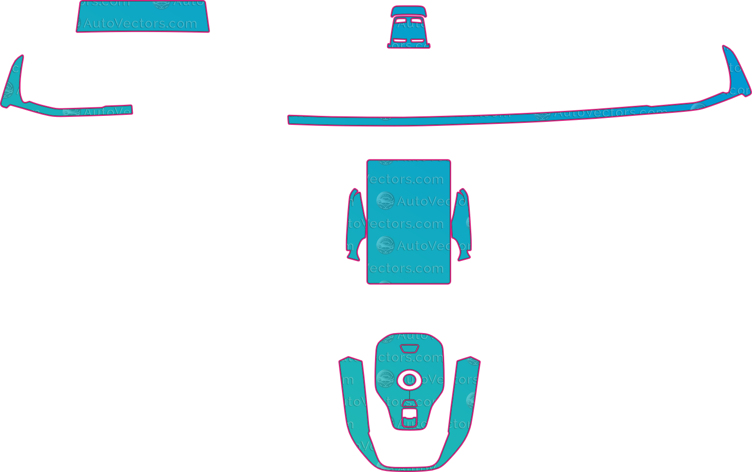 Toyota BZ3 Base (From 2023) Sedan Interior – interior pre-cut PPF pattern templates, instant digital download vector cut files (CDR, AI, PDF, SVG)