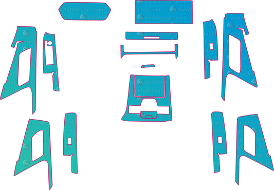 Toyota BZ4X Base (From 2022) SUV Interior – interior pre-cut PPF pattern templates, instant digital download vector cut files (CDR, AI, PDF, SVG)
