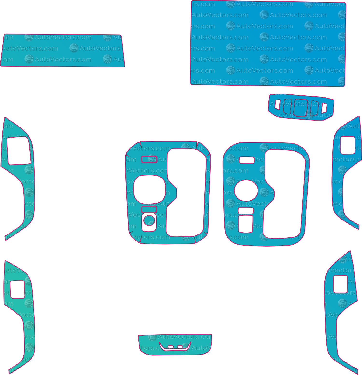 Toyota BZ5 (From 2025) Interior – interior pre-cut PPF pattern templates, instant digital download vector cut files (CDR, AI, PDF, SVG)