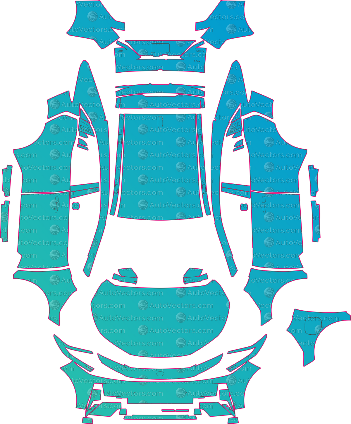 Toyota C-HR+ (From 2026) SUV – pre-cut PPF pattern templates, instant digital download vector cut files (CDR, AI, PDF, SVG)