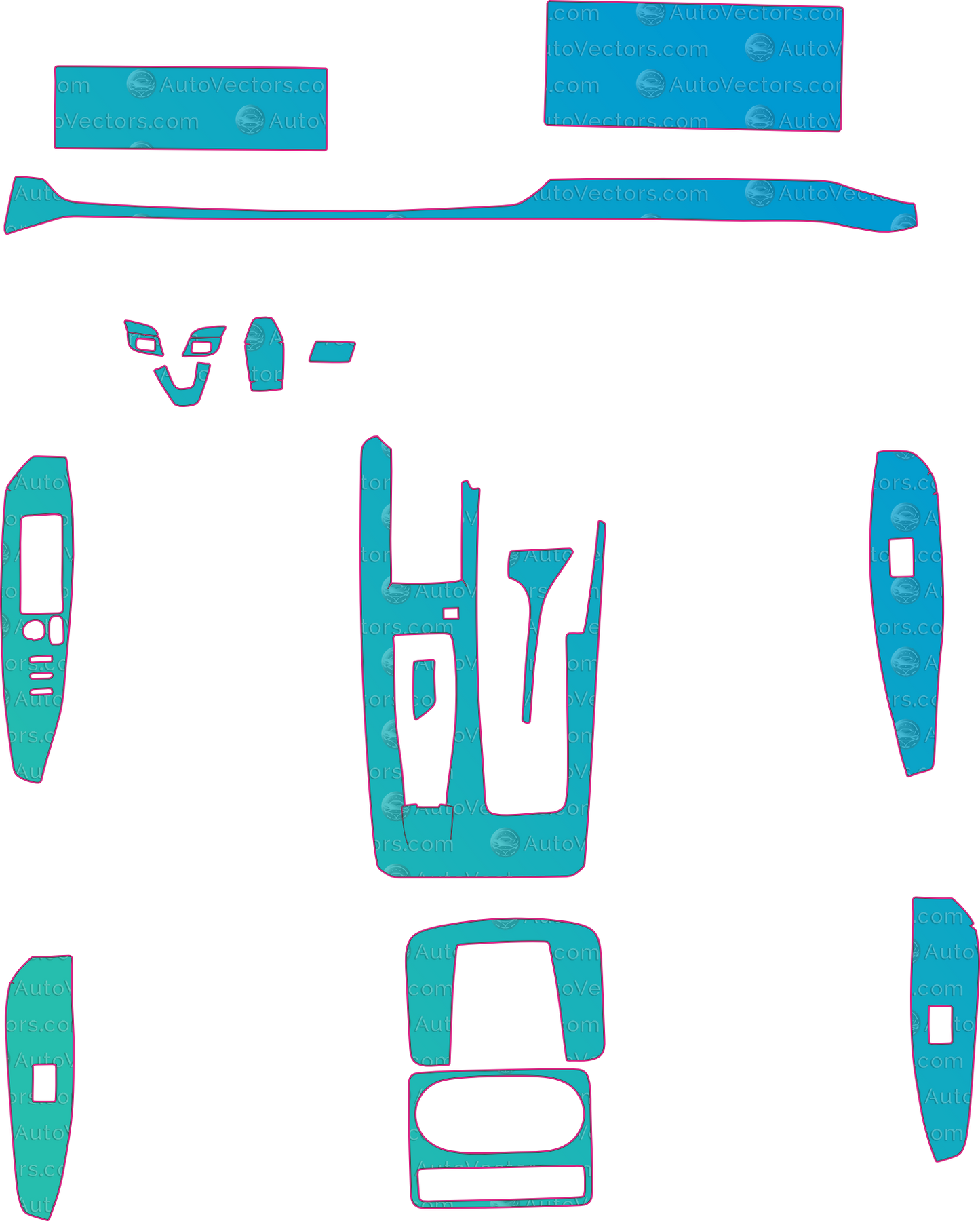 Toyota Camry Base (From 2024) Interior – interior pre-cut PPF pattern templates, instant digital download vector cut files (CDR, AI, PDF, SVG)