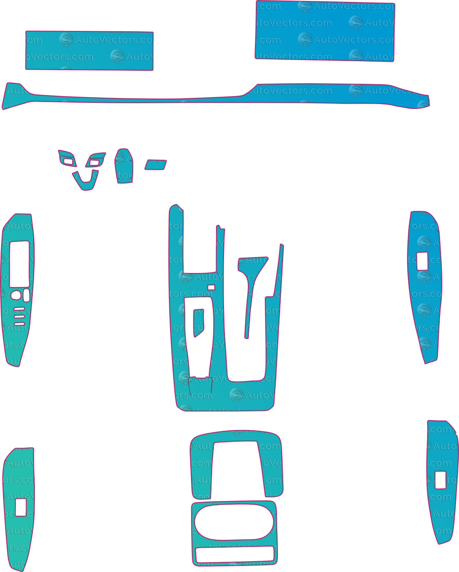 Toyota Camry Base (From 2024) Interior – interior pre-cut PPF pattern templates, instant digital download vector cut files (CDR, AI, PDF, SVG)