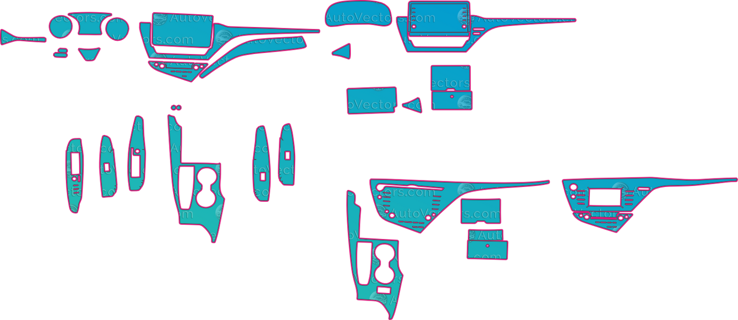 Toyota Camry V2 (From 2020) Interior – interior pre-cut PPF pattern templates, instant digital download vector cut files (CDR, AI, PDF, SVG)