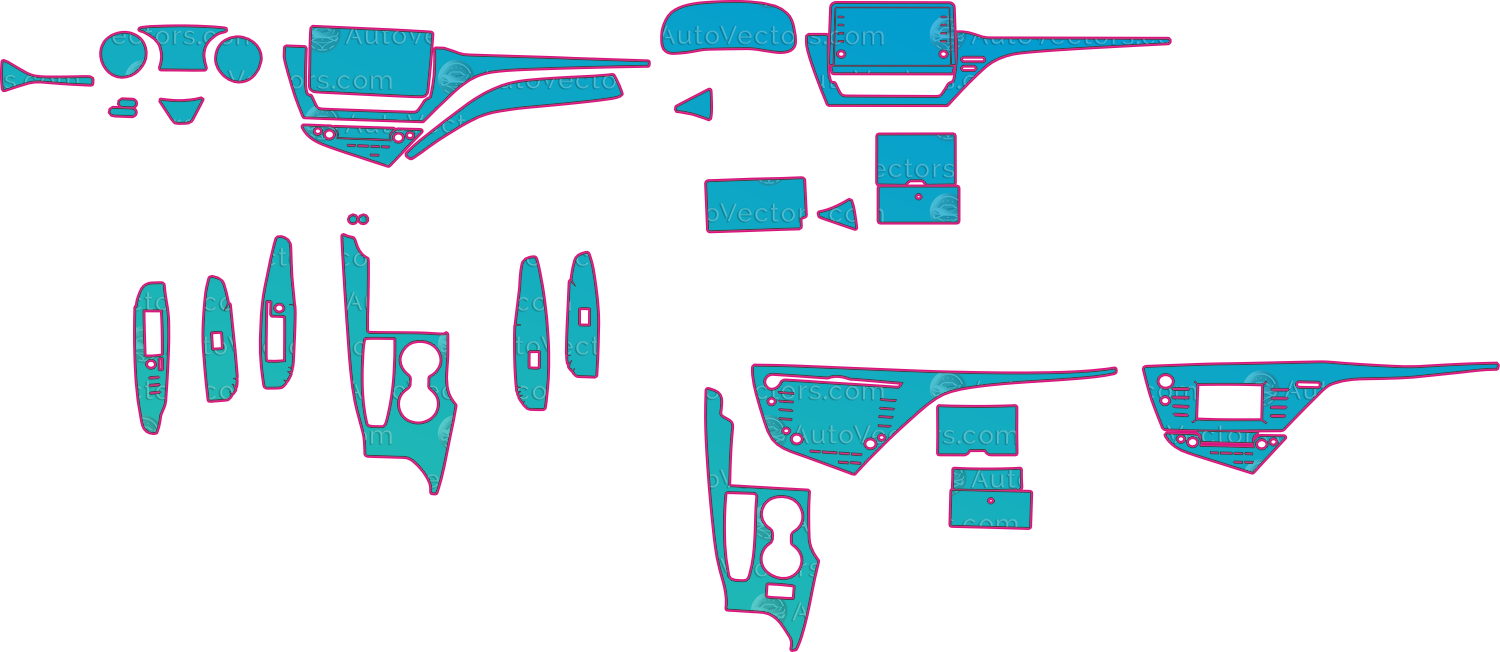 Toyota Camry V2 (From 2020) Interior – interior pre-cut PPF pattern templates, instant digital download vector cut files (CDR, AI, PDF, SVG)