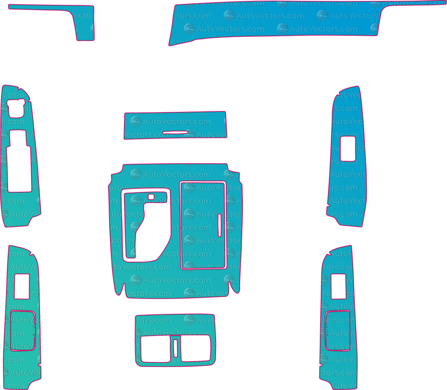 Toyota Camry XV50 Base (From 2012) Interior – interior pre-cut PPF pattern templates, instant digital download vector cut files (CDR, AI, PDF, SVG)