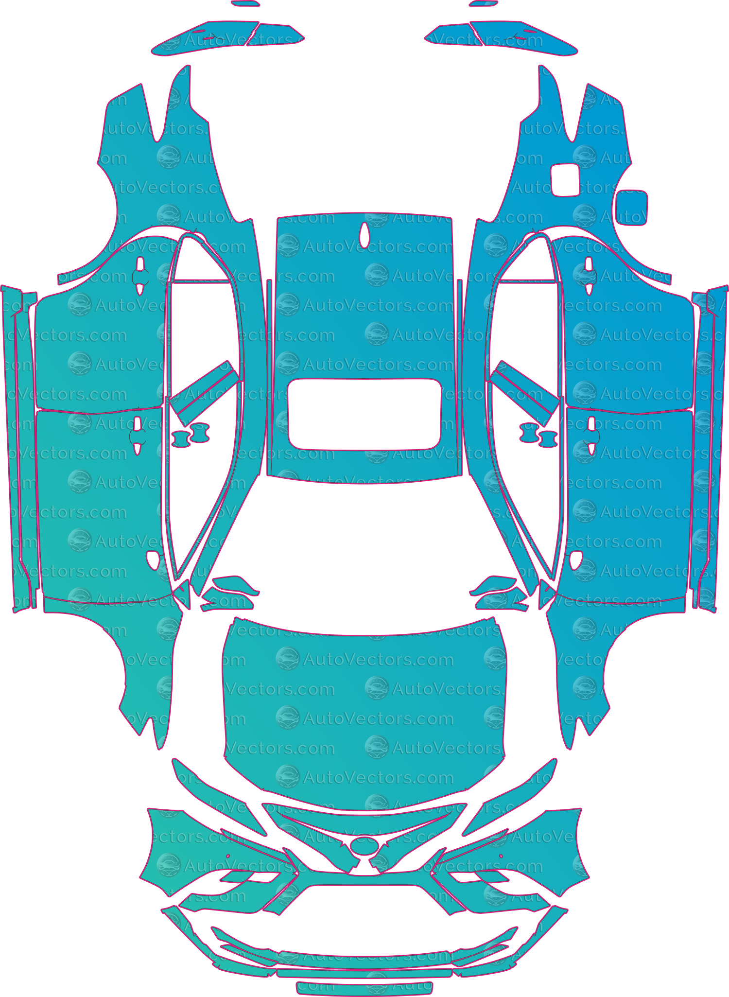 Toyota Camry XV70 TRD (2021-2024) Sedan – pre-cut PPF pattern templates, instant digital download vector cut files (CDR, AI, PDF, SVG)