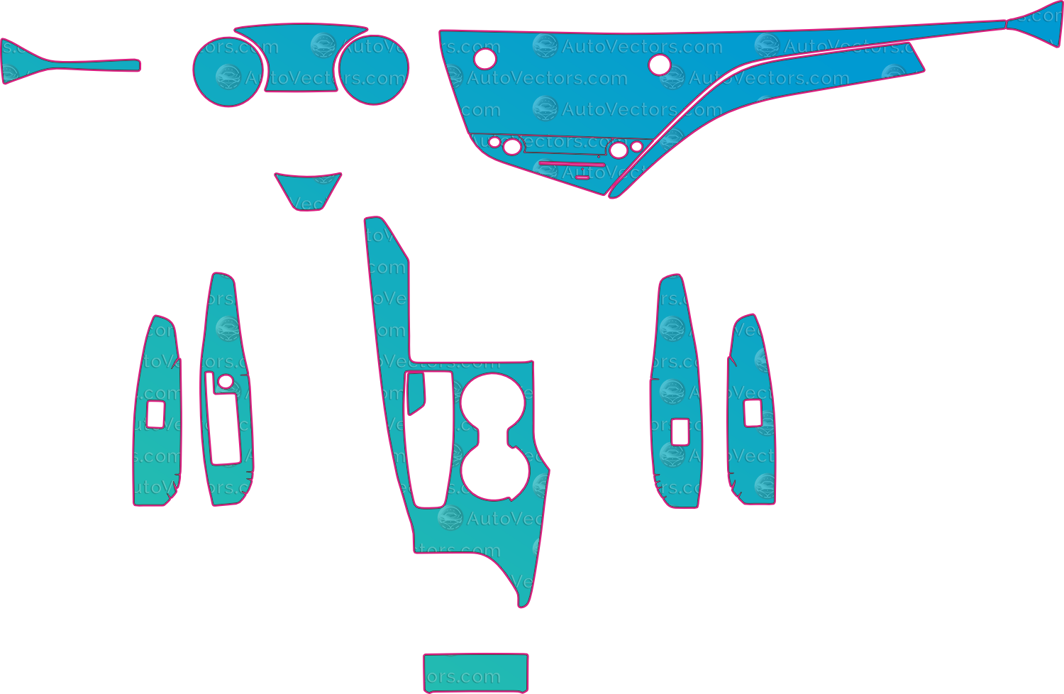 Toyota Camry XV70 Ver1 (From 2019) Sedan Interior – interior pre-cut PPF pattern templates, instant digital download vector cut files (CDR, AI, PDF, SVG)