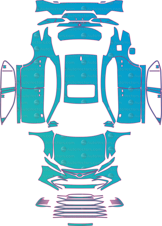 Toyota Camry XV70 XLE V6-XLE Hybrid-XLE (2021-2024) Sedan – pre-cut PPF pattern templates, instant digital download vector cut files (CDR, AI, PDF, SVG)