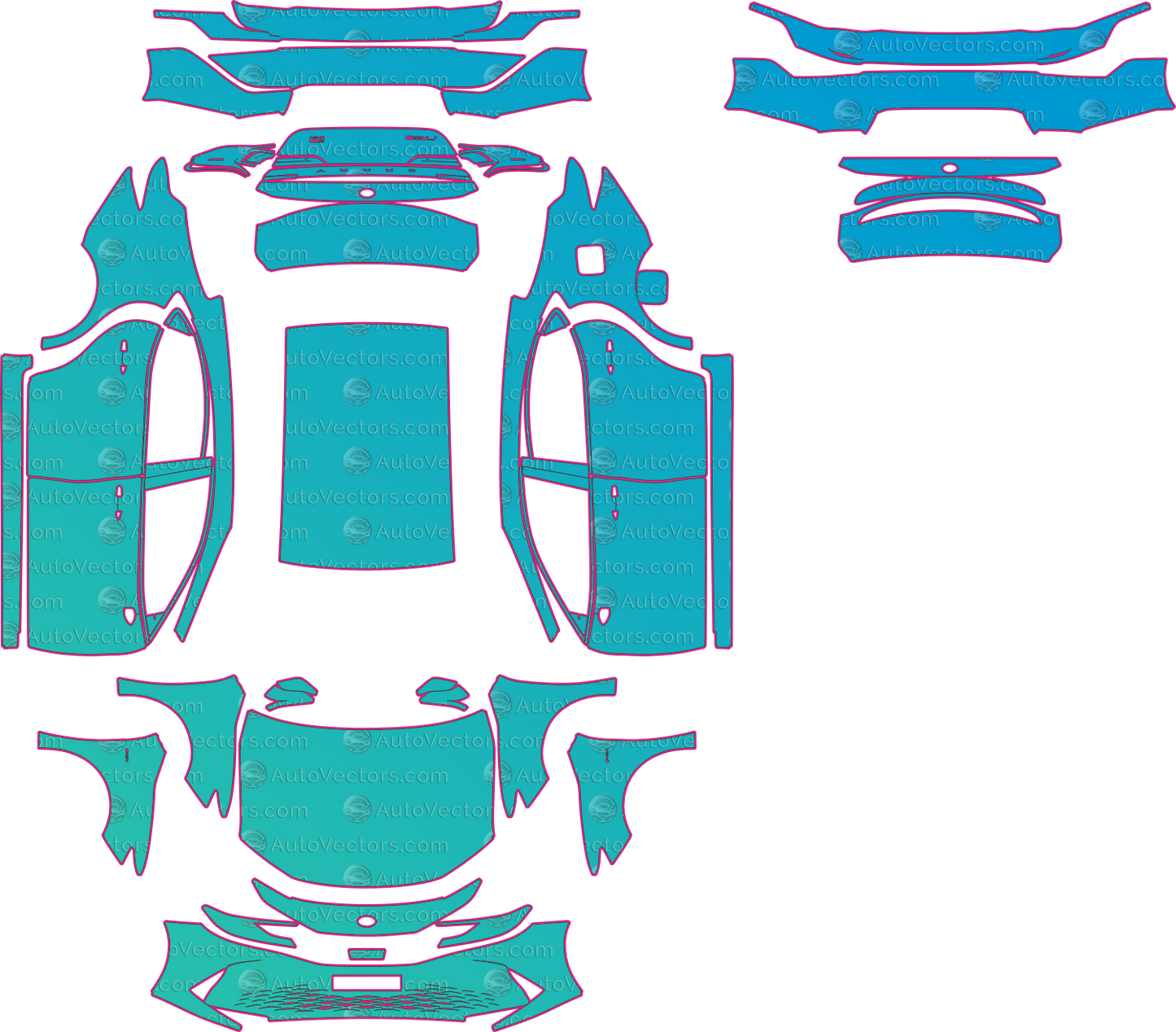 Toyota Camry XV80 Base-HE CN (From 2025) Sedan – pre-cut PPF pattern templates, instant digital download vector cut files (CDR, AI, PDF, SVG)