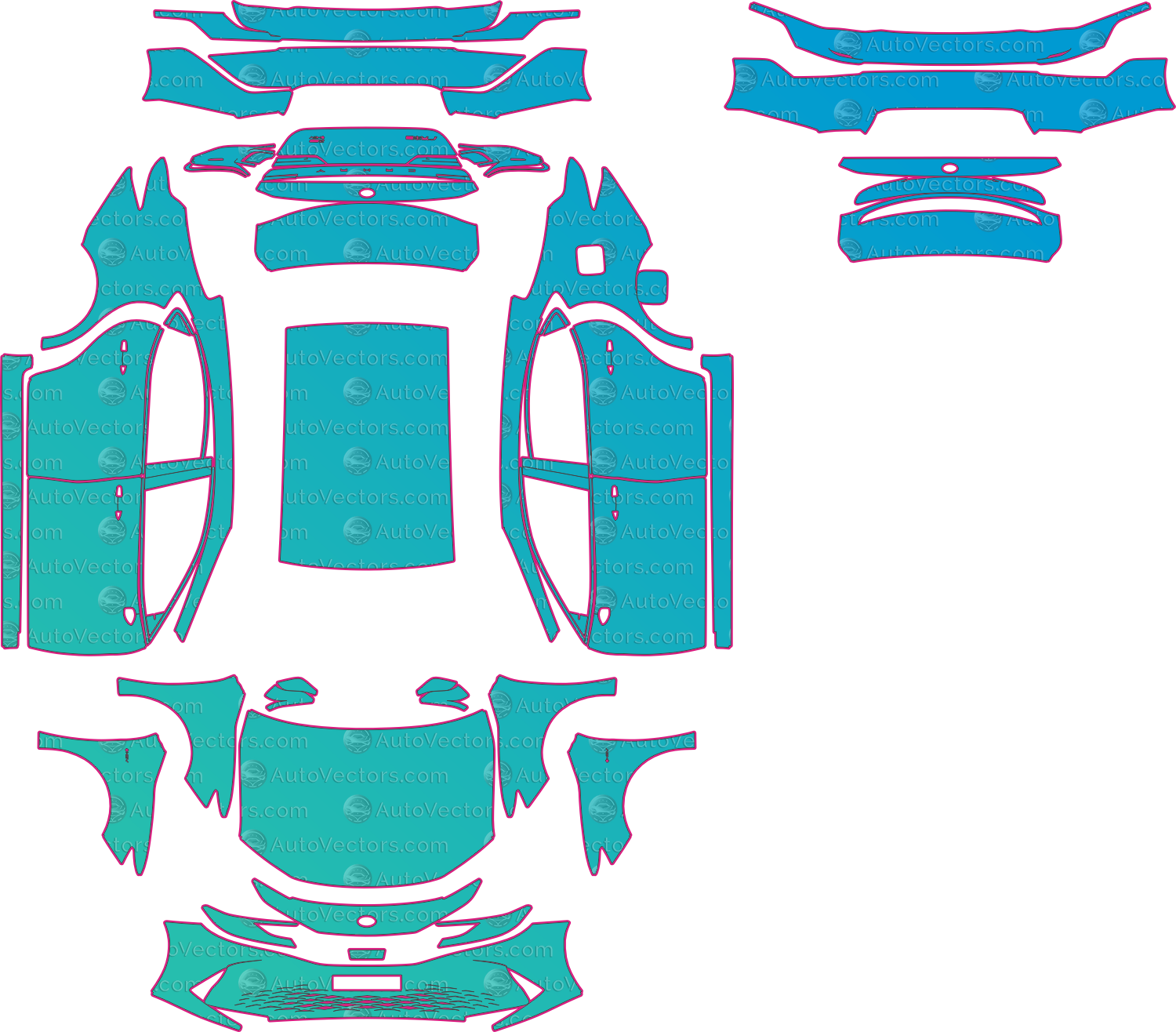 Toyota Camry XV80 Base-HE CN (From 2025) Sedan – pre-cut PPF pattern templates, instant digital download vector cut files (CDR, AI, PDF, SVG)