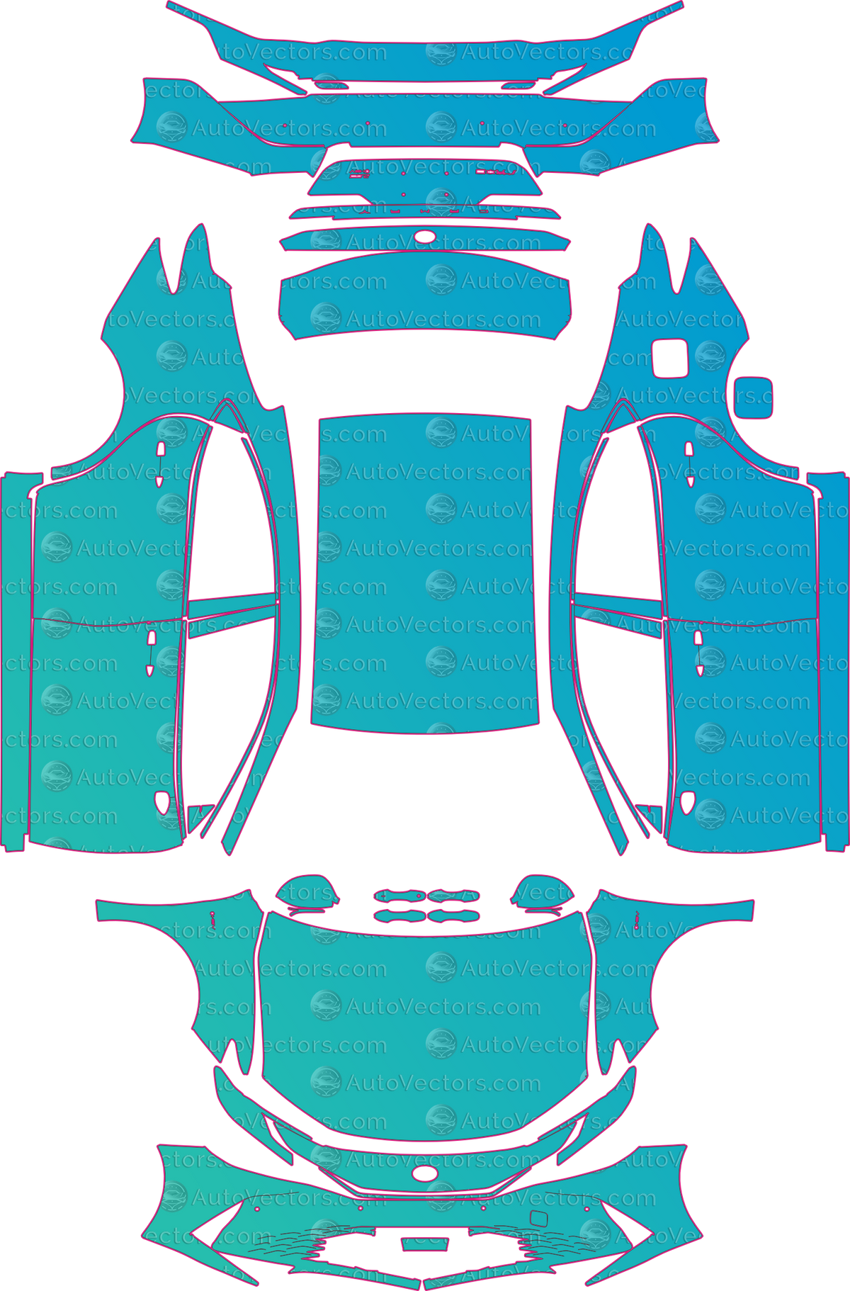 Toyota Camry XV80 CN Luxury (From 2024) Sedan – pre-cut PPF pattern templates, instant digital download vector cut files (CDR, AI, PDF, SVG)