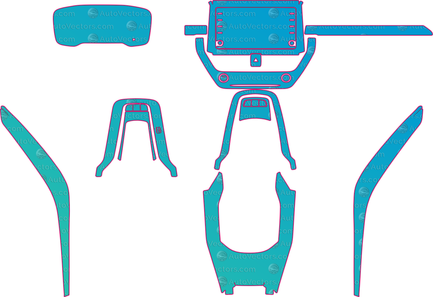Toyota Corolla (From 2021) Sedan Interior – interior pre-cut PPF pattern templates, instant digital download vector cut files (CDR, AI, PDF, SVG)
